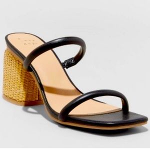NWT Target A New Day Miley Heels - Black/Rattan 7